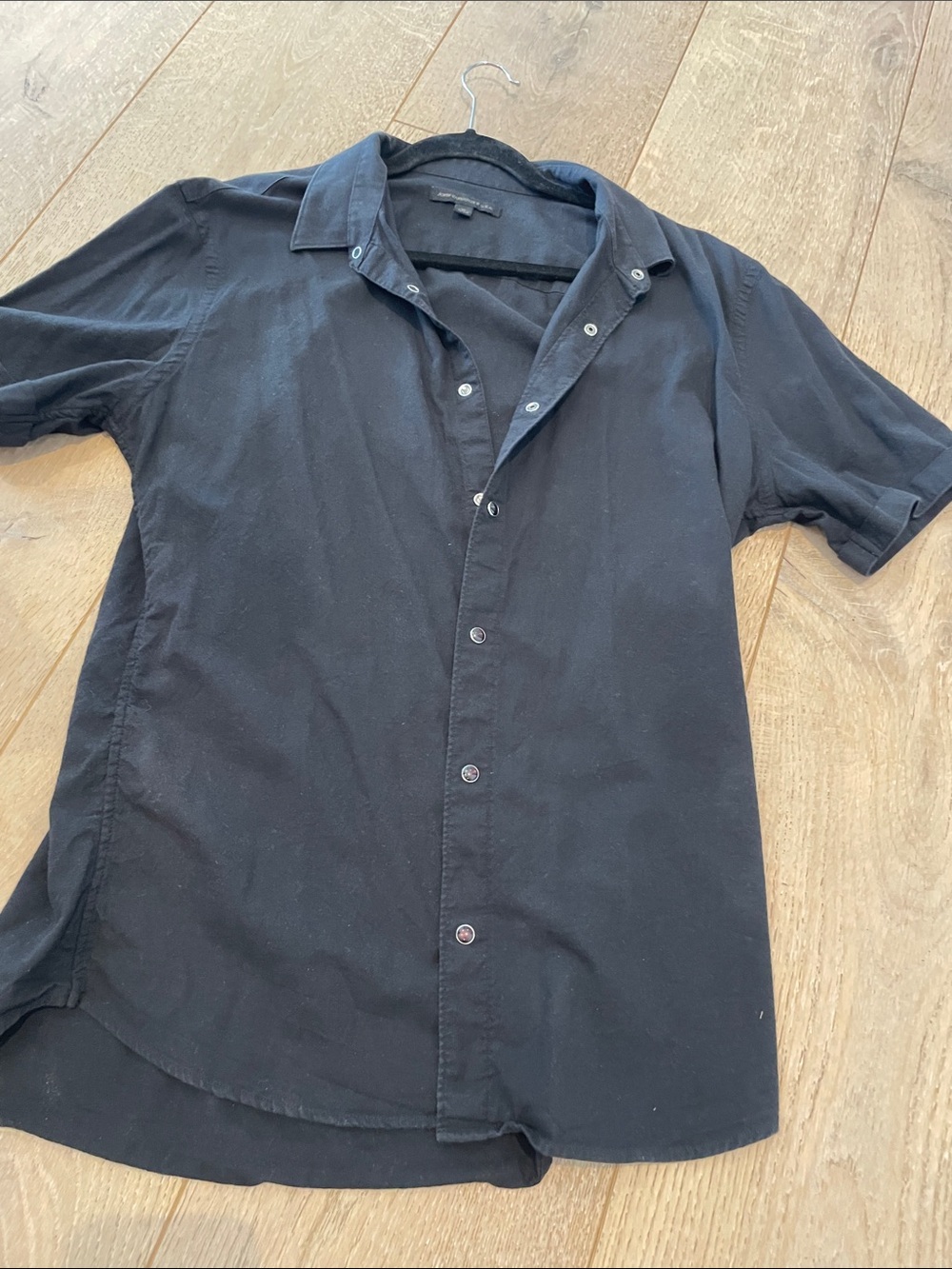 John Varvatos Black Short-Sleeve Casual Button-Down Shirt
